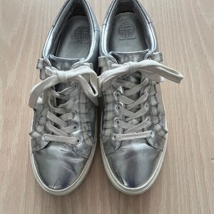 Tory Burch Sport Silver Metallic Sneakers size 10.5 women’s